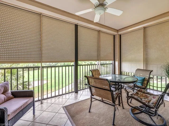 Screened in Lanai showing hurricane shades