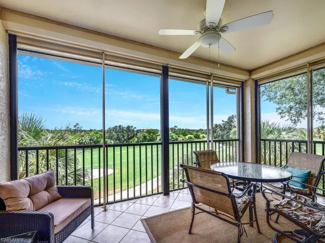Screened in lanai overlooking golf course