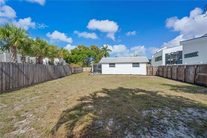Rear view of property featuring a fenced backyard