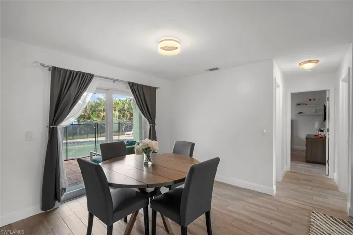 Dining area featuring light hardwood / wood-style flooring
