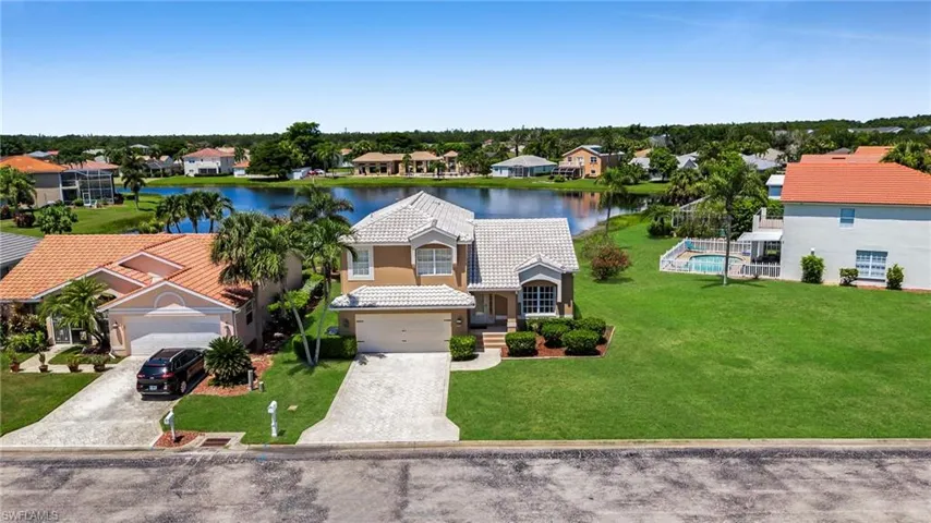 Aerial of Home across from Clubhouse on Lake