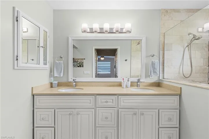 Primary bathroom with dual sinks
