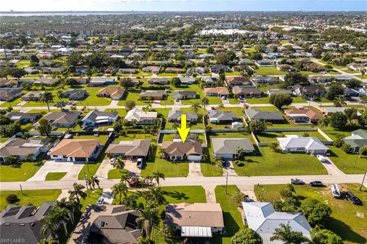 Aerial perspective of suburban area