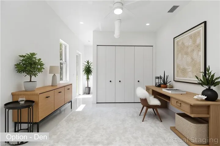 Virtual staged - Office space with ceiling fan
