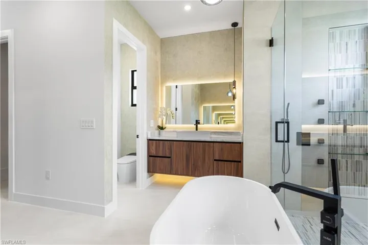 STANDALONE TUB w/ HANDHELD SHOWER & Electric toilet.