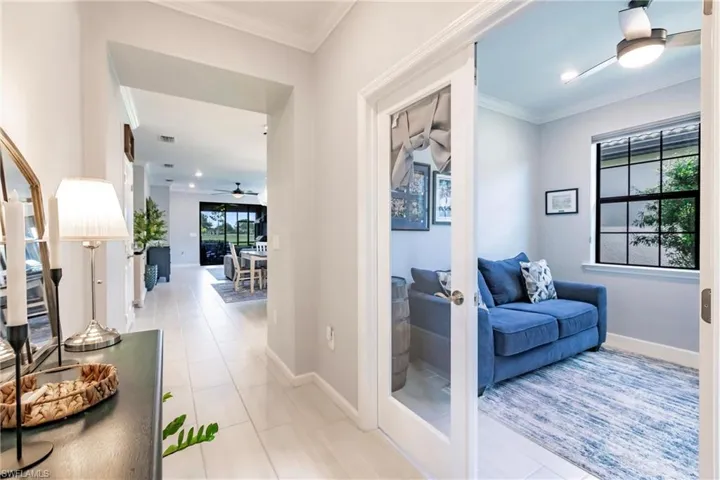 Office/den with double glass doors