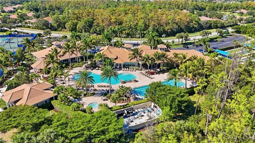 Bird's eye view of a pool area