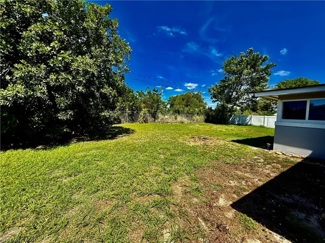 Fenced backyard.