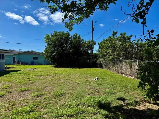 Fenced backyard.