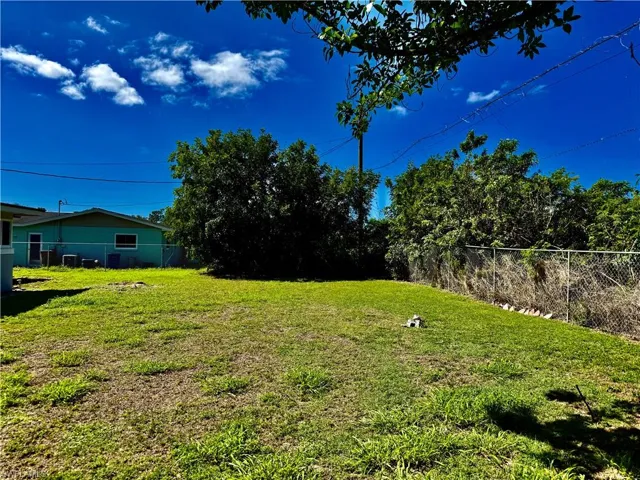 Fenced backyard.