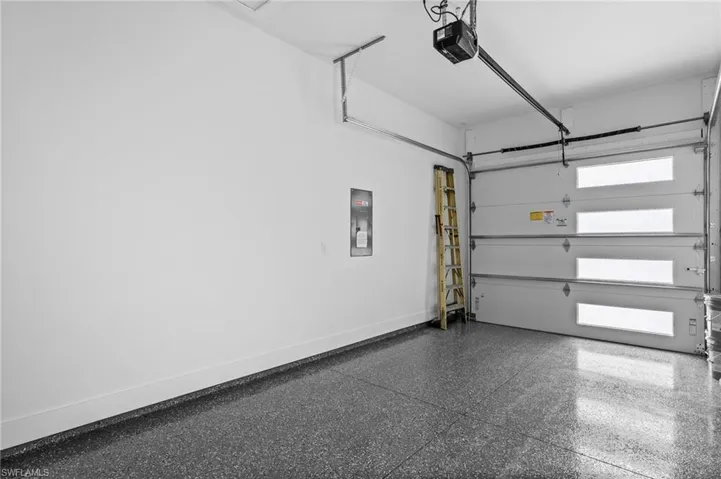 Garage with epoxy flooring