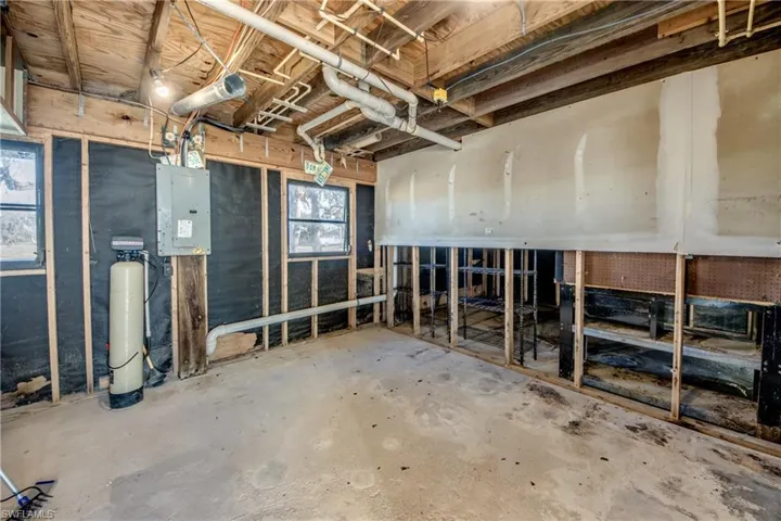 Basement with electric panel