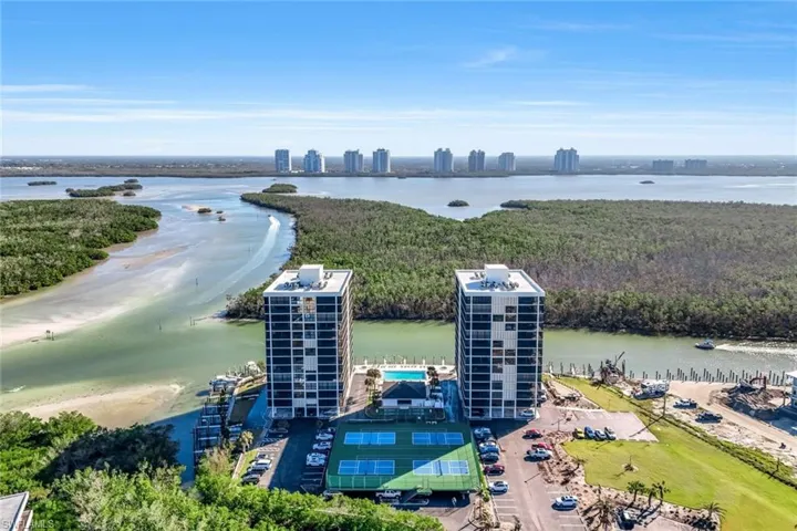 View of urban area with a nearby body of water