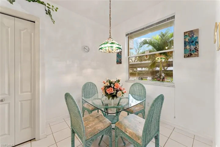 Large kitchen allows multiple areas for eating.