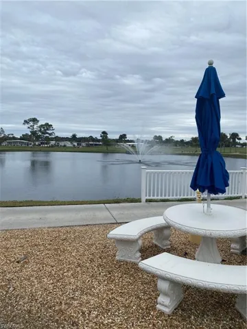 Grounds lake with fountain picnic area