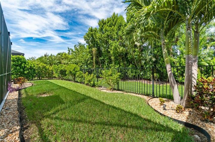Fully fenced in, lush green backyard