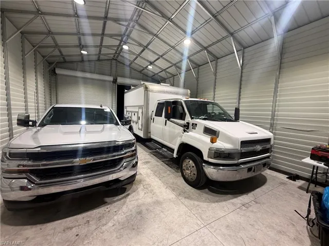 Garage with metal wall
