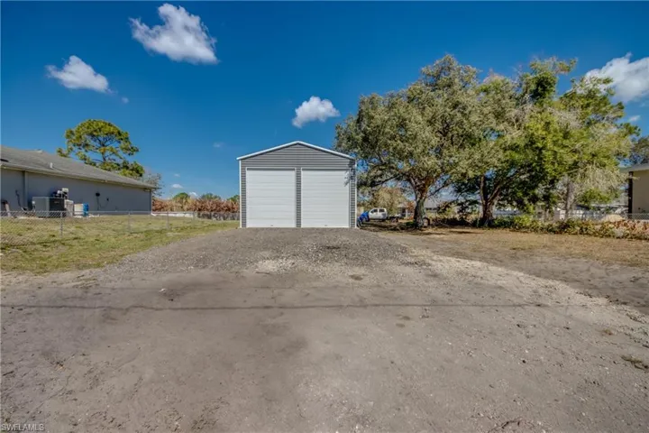 View of detached garage