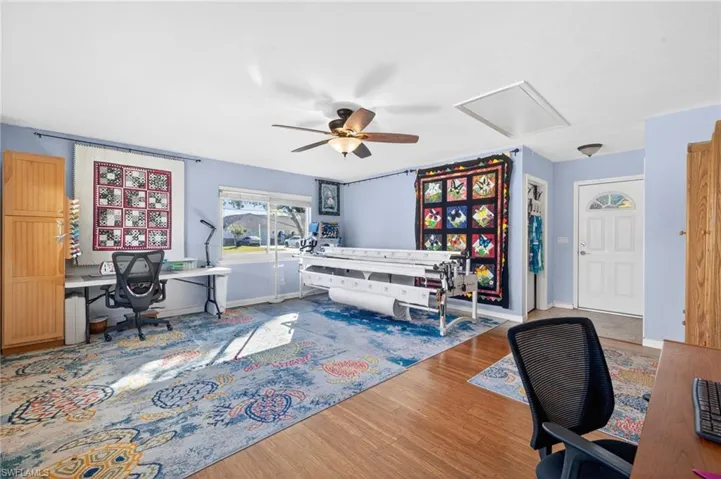 Private outdoor entrance shown in photo. Closet space on either side of door.