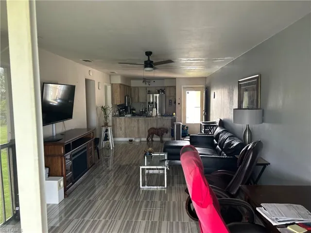 Living room with ceiling fan