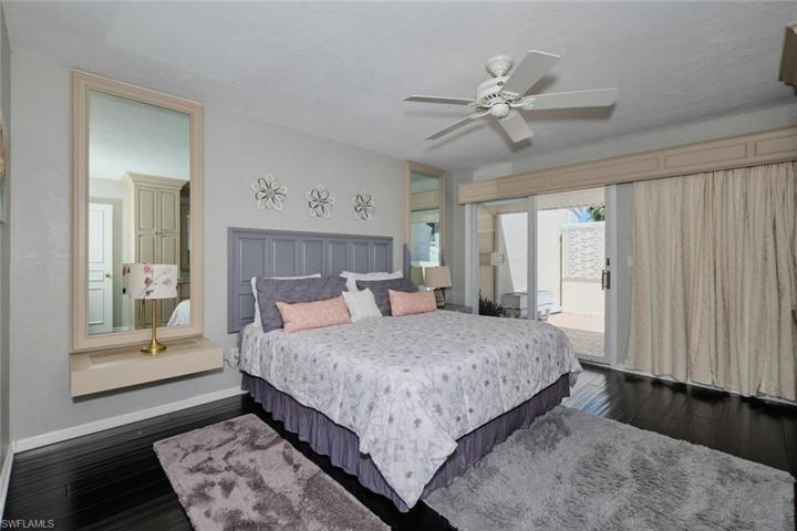 Guest bedroom has slides out to the courtyard.