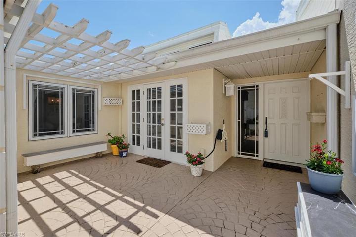 Courtyard has entry into the dining area.