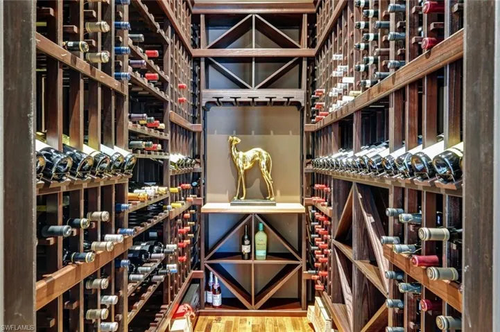 Climate controlled wine room with feature wall!