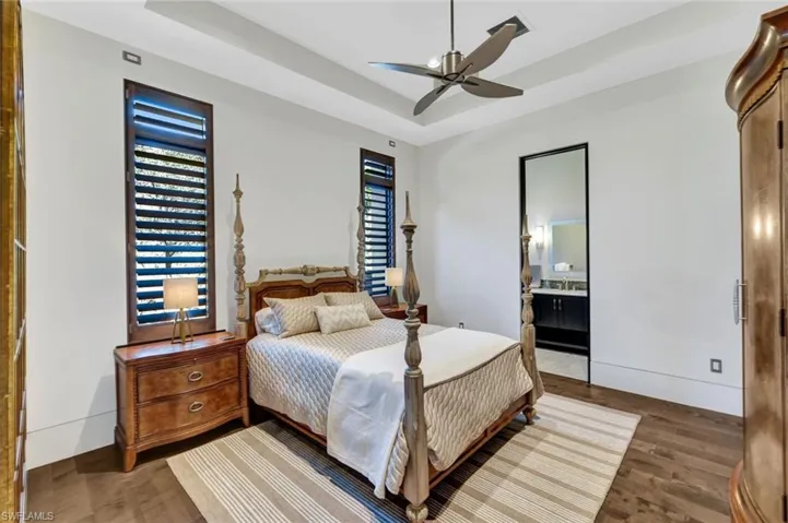 Guest bedroom #1 with tray ceiling detail