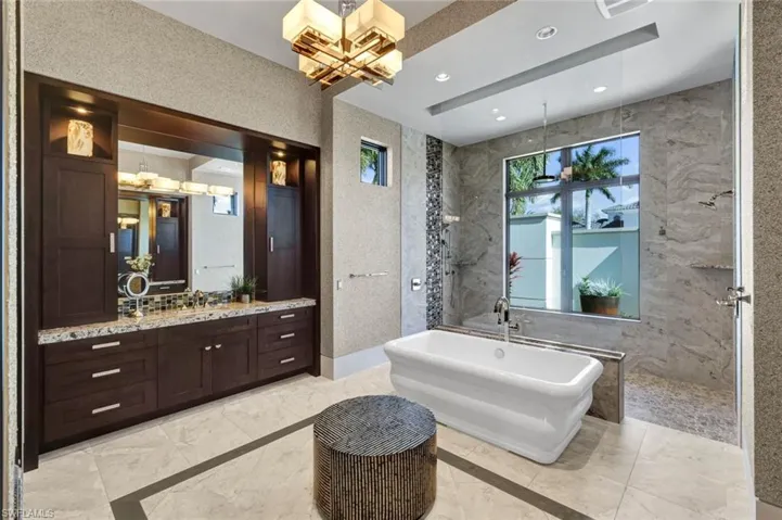 Enjoy relaxing and soaking in this lovely freestanding bathtub