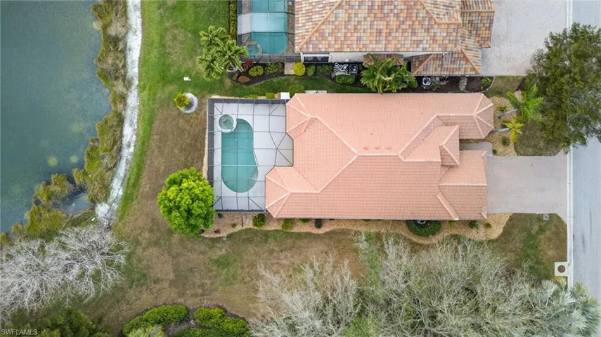 Aerial view of a pool