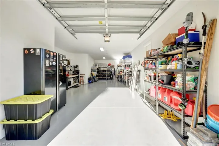 Two car garage with workshop area