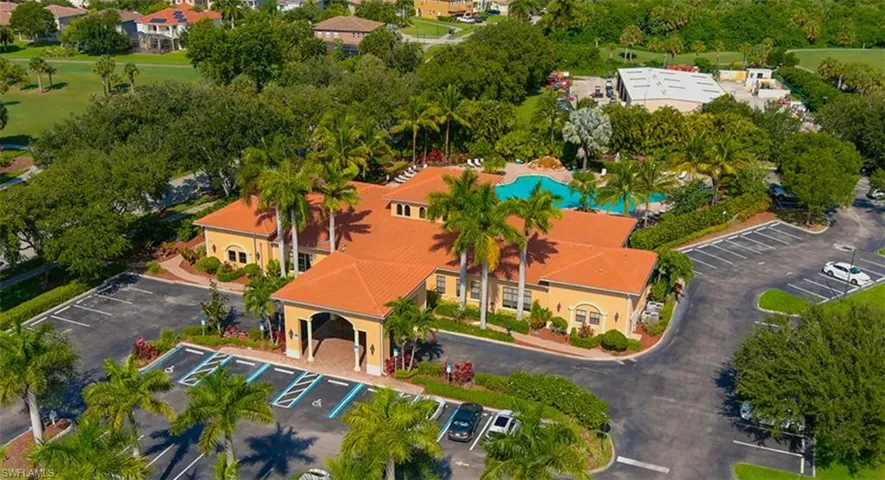 Drone / aerial view of a pool area
