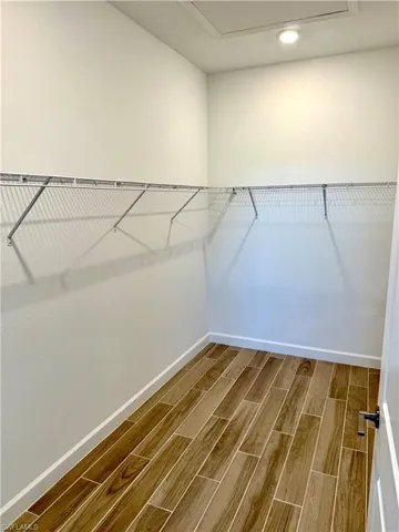 Walk in closet featuring wood tiled floors