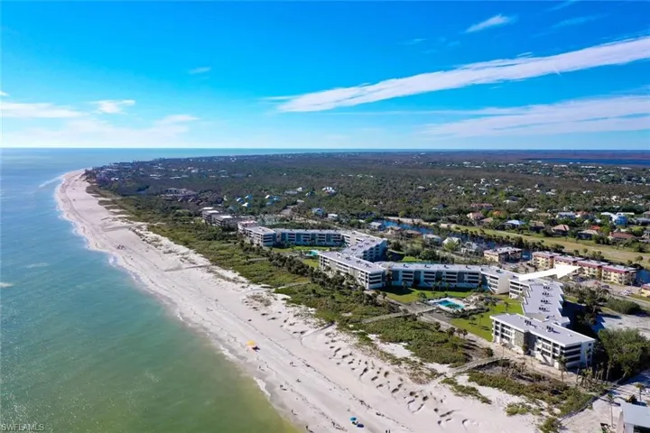 Aerial view of expansive beach