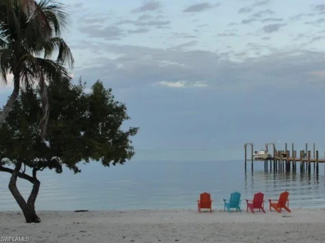 Water view with a boat dock