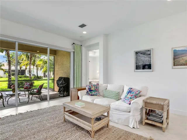 Living room with tile floors