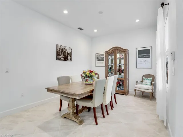 View of tiled dining room