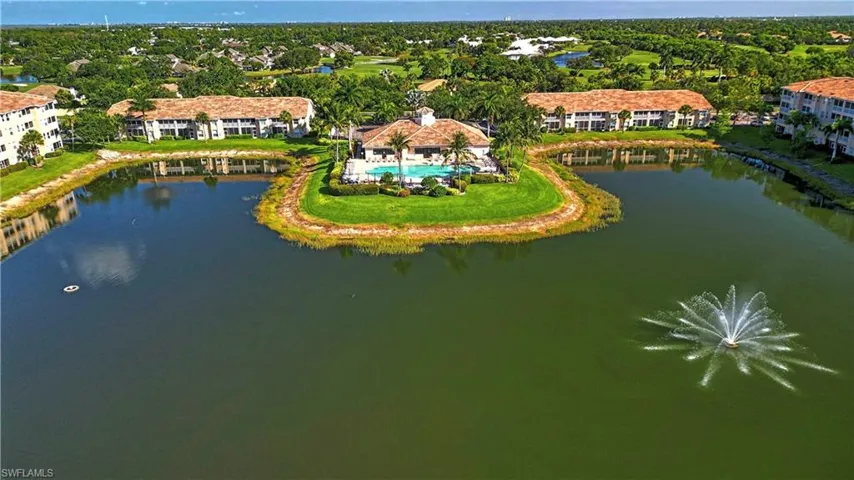 Aerial view of the community pool and clubhouse