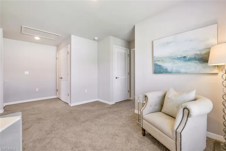 Extra lofted space that can be used as an office, workout area or extra den space.