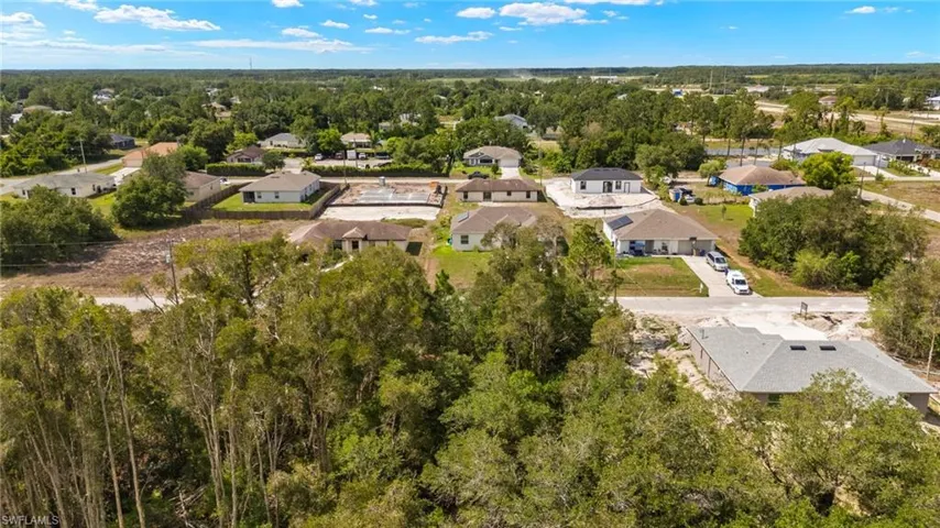 Aerial perspective of suburban area