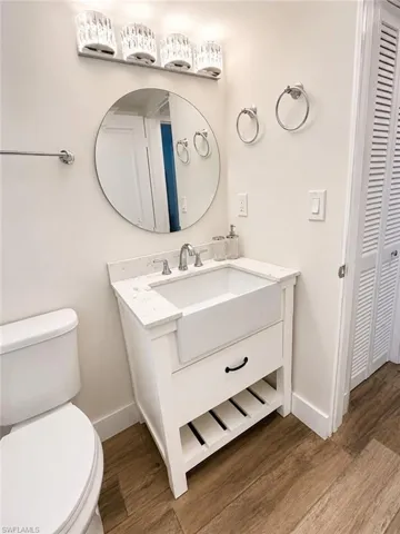 Updated vanity, lighting, mirror and hardware