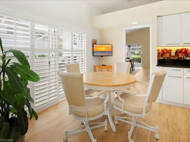 Dining space featuring light wood-type flooring