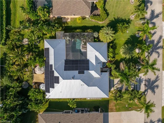 Direct aerial view of property and solar panels