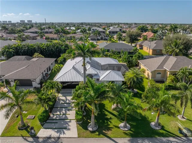 Frontal low aerial view of home
