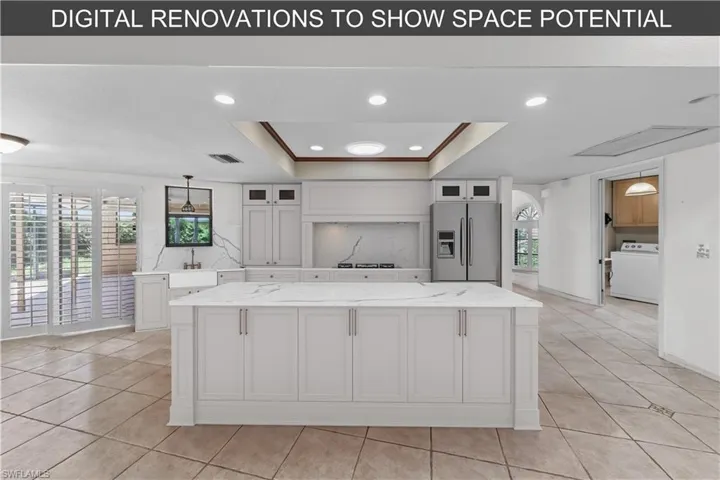 Virtual renovations of the kitchen to show potential