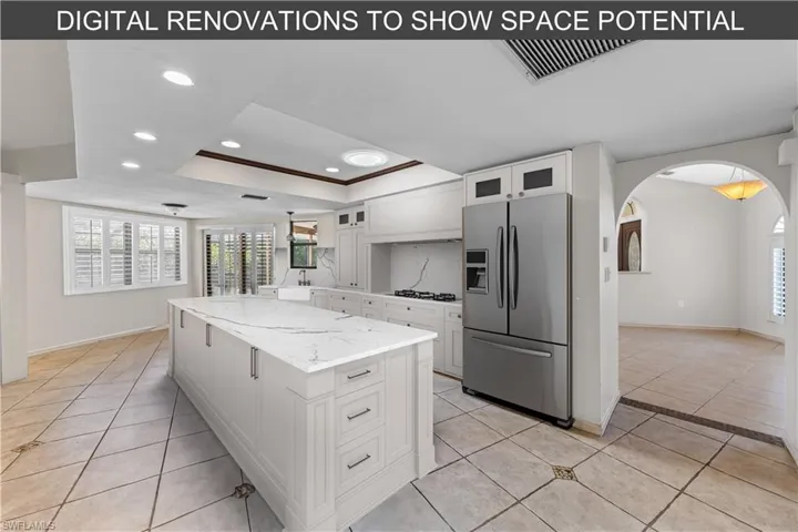 Virtual renovations of the kitchen to show potential
