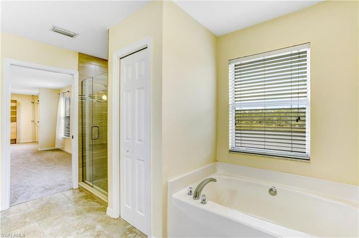 Separate soaker tub with lake views for your Spa Days!