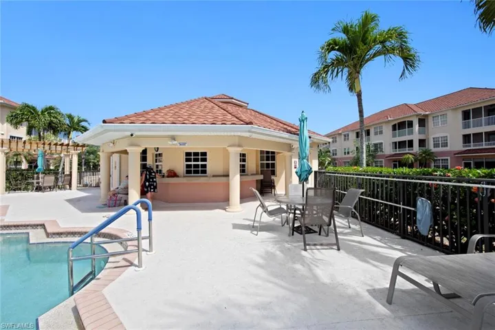 Pool featuring outdoor dining area, a patio, and fence