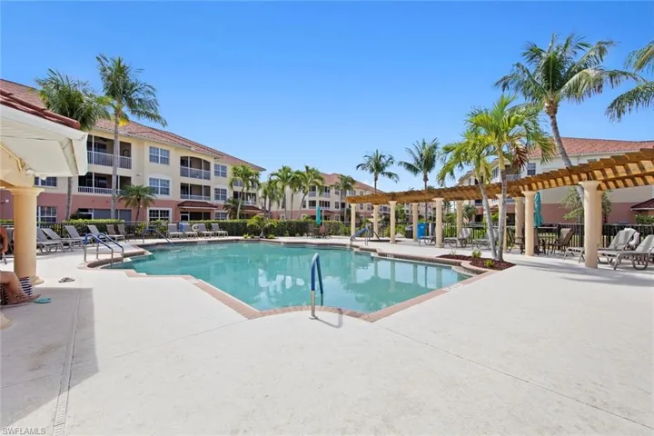 Pool with a patio area