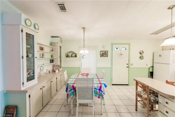 View of tiled dining space